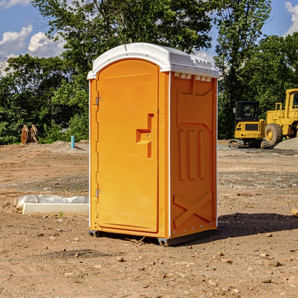 how often are the portable restrooms cleaned and serviced during a rental period in Dawson County